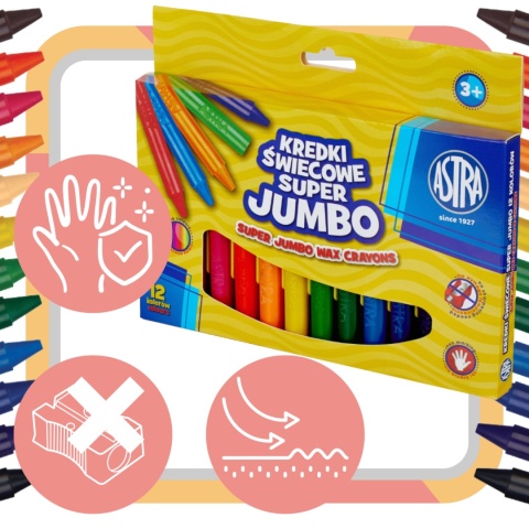 Kredki świecowe Jumbo 8 ASTRA