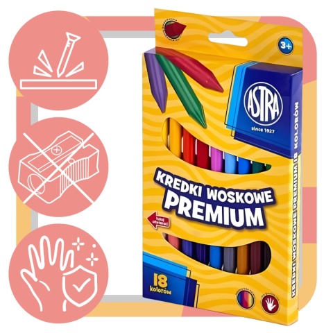 Kredki woskowe 18 ASTRA