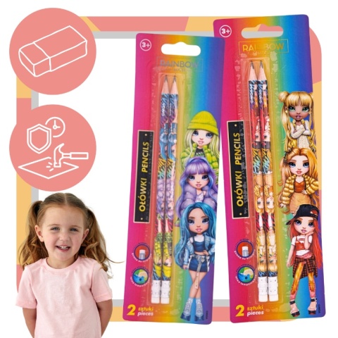 Ołówek z gumką Rainbow High Astra HB 2 szt.