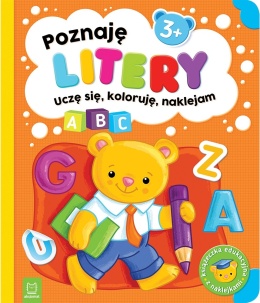 Poznaję litery Uczę się koloruję naklejam 3+ Ksiażeczka dla dzieci Zadania