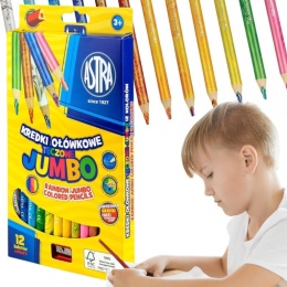 TĘCZOWE KREDKI OŁÓWKOWE GRUBE 12 KOLORÓW ASTRA