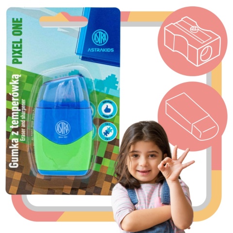 Temperówka manualna, podwójna, z pojemnikiem Astra Odcienie niebieskiego,