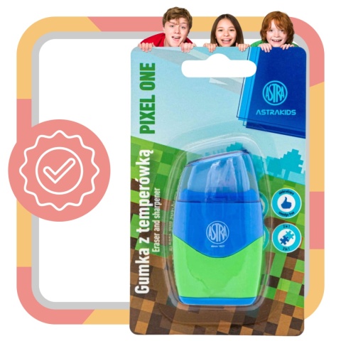 Temperówka manualna, podwójna, z pojemnikiem Astra Odcienie niebieskiego,