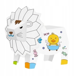 ZESTAW ARTYSTYCZNY DO MALOWANIA KARTONOWY LEW SKŁADANA KOLOROWANKA i MAZAKI