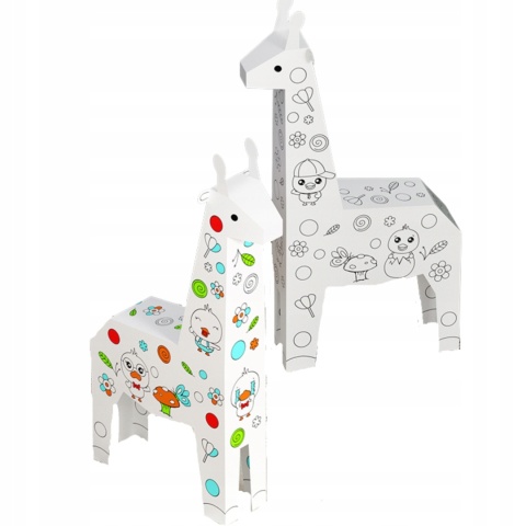 ZESTAW ARTYSTYCZNY ŻYRAFA KARTONOWA DO MALOWANIA SKŁADANIA KOLOROWANIA DUŻY