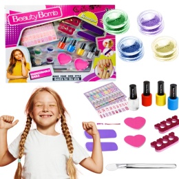 ZESTAW DO MALOWANIA PAZNOKCI DLA DZIECI STYLIZACJI NAKLEJKI TIPSY BROKAT