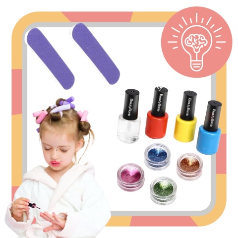 ZESTAW DO MALOWANIA PAZNOKCI DLA DZIECI STYLIZACJI NAKLEJKI TIPSY BROKAT