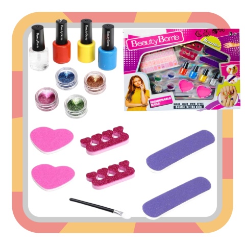 ZESTAW DO MALOWANIA PAZNOKCI DLA DZIECI STYLIZACJI NAKLEJKI TIPSY BROKAT