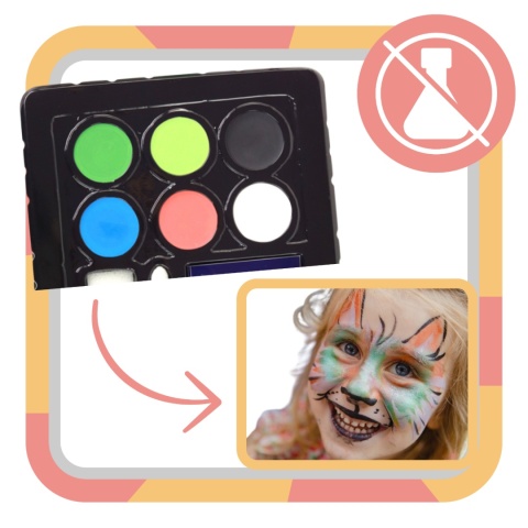 ZESTAW DO MALOWANIA TWARZY CIAŁA SZABLONY TATUAZE WZORY FARBKI DIY MAKE UP