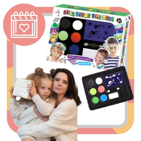 ZESTAW DO MALOWANIA TWARZY CIAŁA SZABLONY TATUAZE WZORY FARBKI DIY MAKE UP