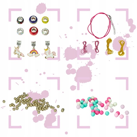 ZESTAW DO ROBIENIA BIŻUTERII BRANSOLETEK DIY KORALIKI CHARMS MAKEUP LAKIERY