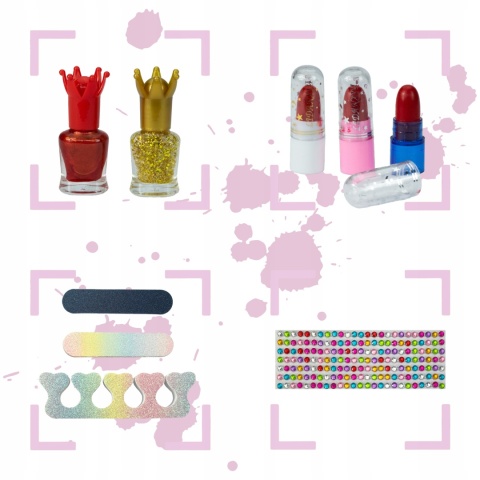 ZESTAW DO ROBIENIA BIŻUTERII BRANSOLETEK DIY KORALIKI CHARMS MAKEUP LAKIERY