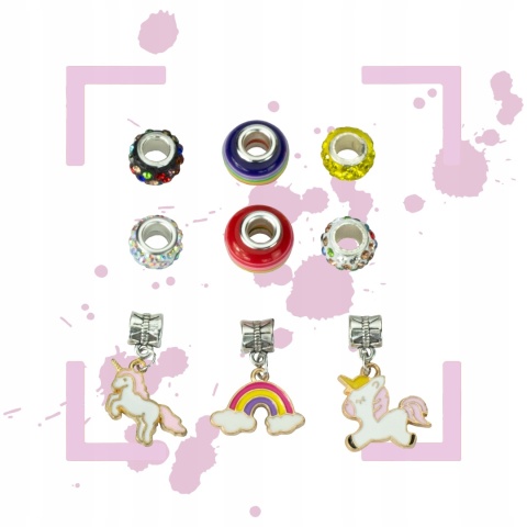 ZESTAW DO ROBIENIA BIŻUTERII BRANSOLETEK DIY KORALIKI CHARMS MAKEUP LAKIERY