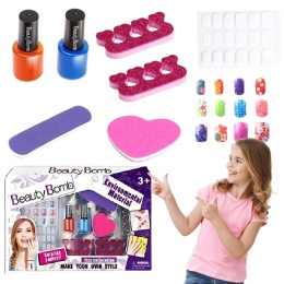 ZESTAW DO ROBIENIA PAZNOKCI NAKLEJKI TIPSY LAKIERY KOSMETYKI DLA DZIECI