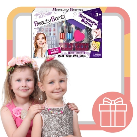 ZESTAW DO ROBIENIA PAZNOKCI NAKLEJKI TIPSY LAKIERY KOSMETYKI DLA DZIECI