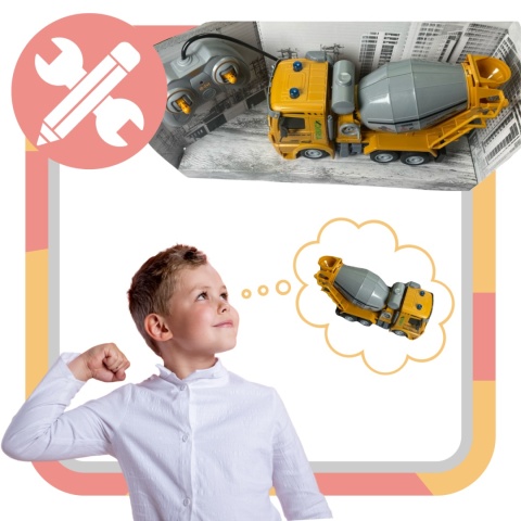 BETONIARKA ZDALNIE STEROWANA PILOT EFEKTY ŚWIETLNE MASZYNA BUDOWLANA RC