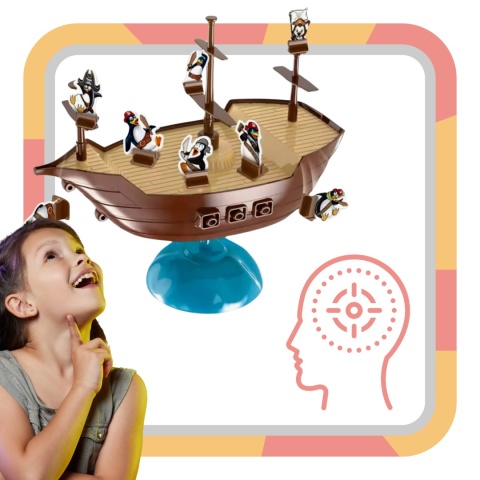 Gra Zręcznościowa Balansujący Statek Piracki Pingwinki Utrzymanie Równowagi