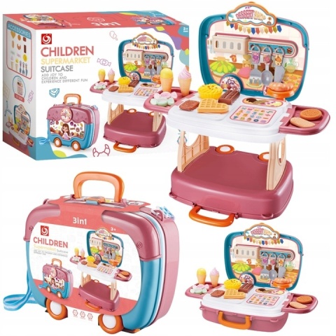 KUCHNIA DLA DZIECI składana WALIZKA 3W1 ZESTAW KUCHENNY DŹWIĘK ŚWIATŁO
