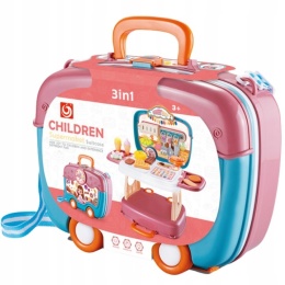 KUCHNIA DLA DZIECI składana WALIZKA 3W1 ZESTAW KUCHENNY DŹWIĘK ŚWIATŁO