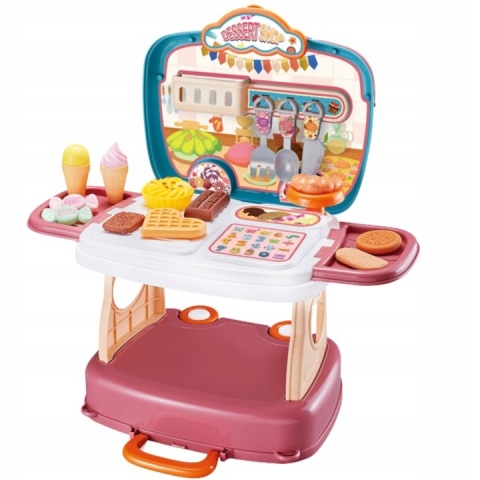 KUCHNIA DLA DZIECI składana WALIZKA 3W1 ZESTAW KUCHENNY DŹWIĘK ŚWIATŁO