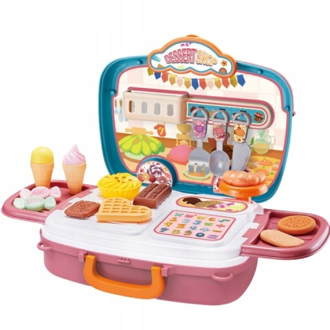 KUCHNIA DLA DZIECI składana WALIZKA 3W1 ZESTAW KUCHENNY DŹWIĘK ŚWIATŁO