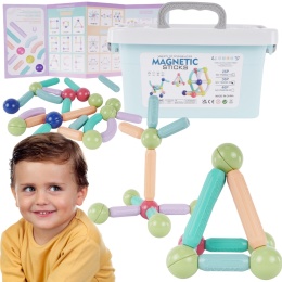 Klocki Magnetyczne Duże Konstrukcyjne Dla Dzieci 36 el Kuferek Kulki Zestaw