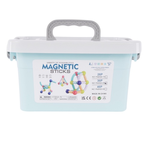 Klocki Magnetyczne Duże Konstrukcyjne Dla Dzieci 36 el Kuferek Kulki Zestaw