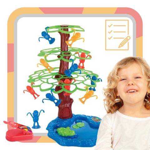 Skaczące Małpki Duży Zestaw Gra Towarzyska Figurki Małpki Drzewo Jeziorko