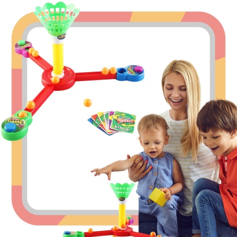 Skaczące Piłki Kulki Kosz Zestaw Gra Towarzyska Trafianie Do Kosza Wyrzutni