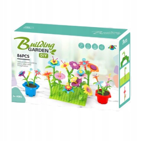 ZESTAW KLOCKI KWIATKI OGRÓD KONSTRUKCYJNE 86 EL. KWIATY ZABAWA W OGRODNIKA