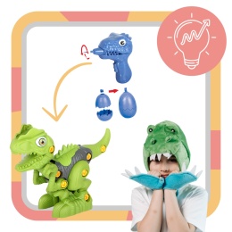 ZESTAW KONSTRUKCYJNY DO MONTAŻU DINOZAURA NARZĘDZIA CZOŁG HELIKOPTER