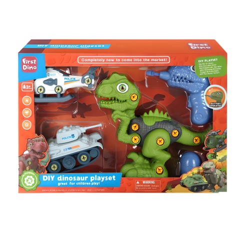 ZESTAW KONSTRUKCYJNY DO MONTAŻU DINOZAURA NARZĘDZIA CZOŁG HELIKOPTER