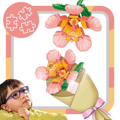 Zestaw Klocki Kwiaty 80 Elementów Hibiskus Instrukcja Składania Prezent