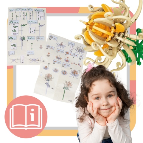 Zestaw Klocki Kwiaty 90 Elementów Chryzantemy Instrukcja Składania Prezent