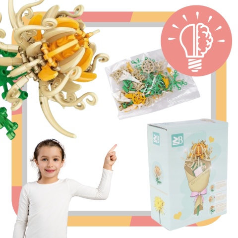 Zestaw Klocki Kwiaty 90 Elementów Chryzantemy Instrukcja Składania Prezent