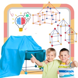 Zestaw Konstrukcyjny Budowa Namiot Baza Patyczki Kulki Otwory Materiał 66El