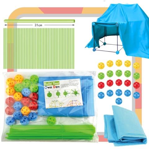 Zestaw Konstrukcyjny Budowa Namiot Baza Patyczki Kulki Otwory Materiał 66El