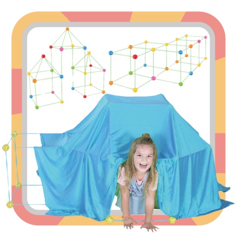 Zestaw Konstrukcyjny Budowa Namiot Baza Patyczki Kulki Otwory Materiał 66El