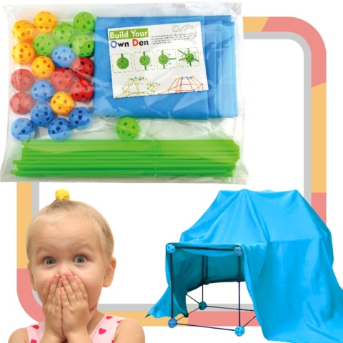 Zestaw Konstrukcyjny Budowa Namiot Baza Patyczki Kulki Otwory Materiał 66El