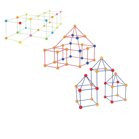 Zestaw Konstrukcyjny Budowa Namiot Baza Patyczki Kulki Otwory Materiał 66El