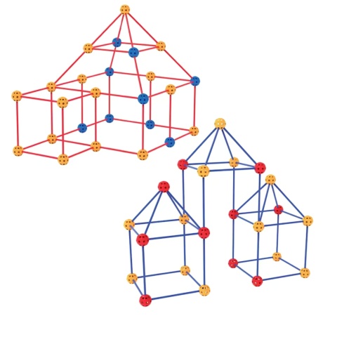 Zestaw Konstrukcyjny Budowa Namiot Baza Patyczki Kulki Otwory Materiał 66El