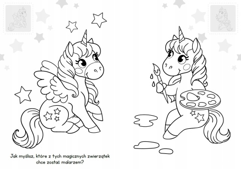 Brzdące kolorują Jednorożce Kolorowanka Malowanka dla dzieci naklejki