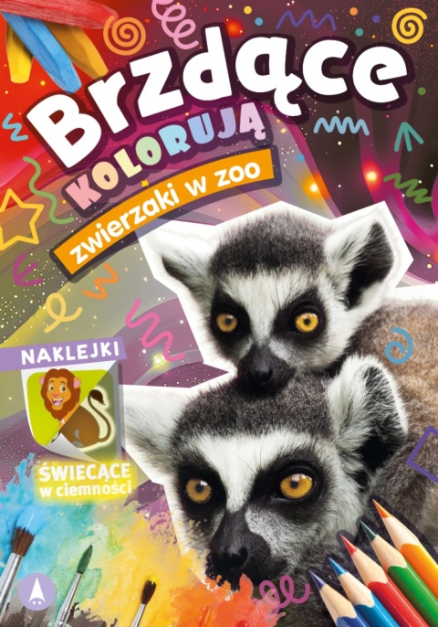 Brzdące kolorują Zwierzaki w zoo Kolorowanka Malowanka Naklejki świecące