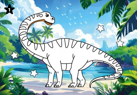 Dinozaury Zadanka & piaskowanki Malowanie piaskiem ćwiczenia dla dzieci