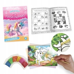 Jednorożce Zadanka & piaskowanki Malowanie piaskiem ćwiczenia dla dzieci