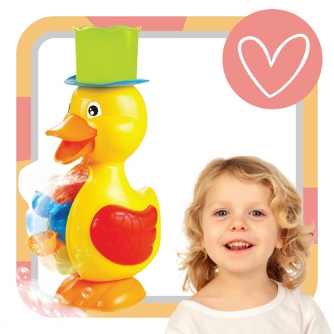 Kaczka Z Kołowrotkiem Do Kąpieli Zabawka Wodna Mały Dzbanek Kapelusz
