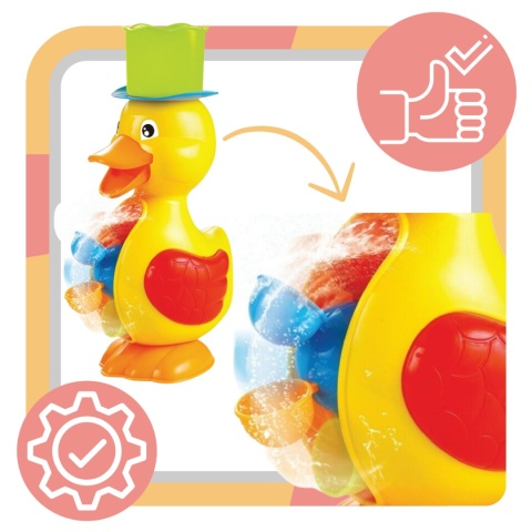 Kaczka Z Kołowrotkiem Do Kąpieli Zabawka Wodna Mały Dzbanek Kapelusz