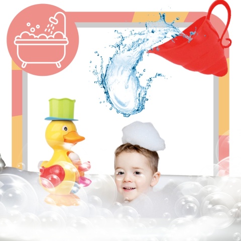 Kaczka Z Kołowrotkiem Do Kąpieli Zabawka Wodna Mały Dzbanek Kapelusz