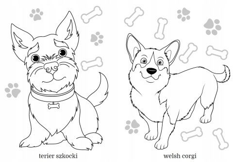 Kolorowanka dla dzieci Malowanka Maluszkowe malowanie Małe pieski rasowe