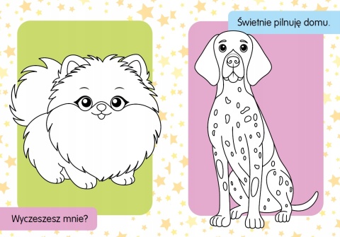 Kolorowanka z tatuażami świecą w ciemności Pieski Malowanka dla dzieci